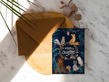 星空下的耶誕派對 【CM20026】洛可可草莓手創 明信片含信封