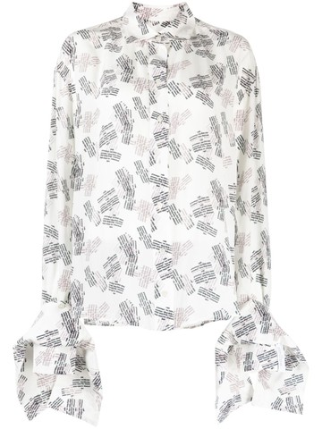 Rokh - logo-print silk shirt - women - Silk - 36 - White