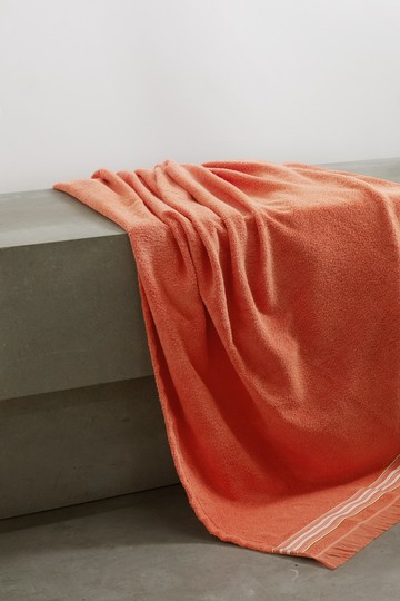 Loro Piana - The Suitcase Fringed Striped Webbing-trimmed Cotton-terry Beach Towel - Coral - one size
