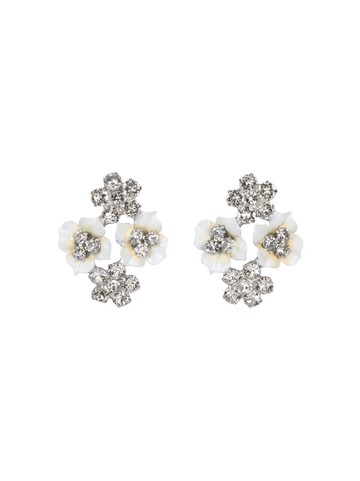 Jennifer Behr - Carina crystal-embellished earrings - women - Rhodium Plated Brass/Crystal - One Size - Silver