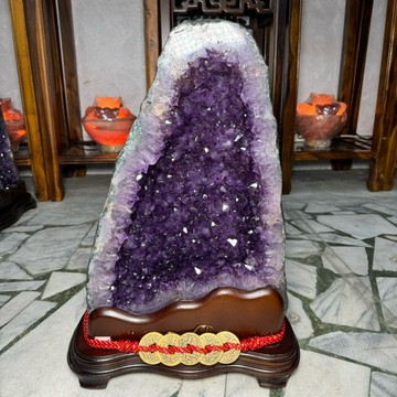 口寬😻巴西 紫水晶洞 ESPa+✨27.95kg❤️鈦晶 多彩瑪瑙 黑碧璽 口寬洞深14公分 水晶洞 A2257