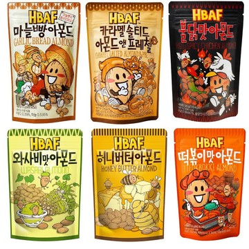 *貪吃熊* 韓國 HBAF 杏仁果系列 芥末 120G 杏仁果 蜂蜜奶油 韓國杏仁豆 TOM'S 火辣雞風味 辣炒年糕味