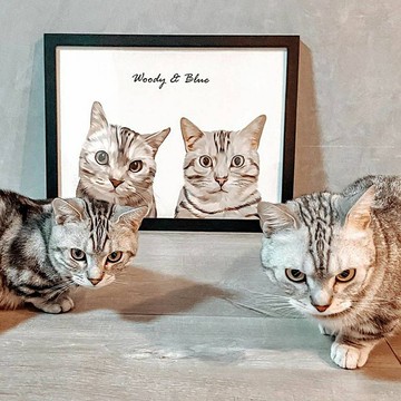 10吋北歐風手繪寵物相框畫 (2隻)