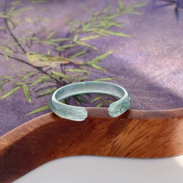 天然A貨藍水翡翠貓爪戒指指環立體雕冰種玉石女款可愛時尚玉指環