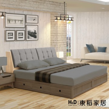 【H&D東稻家居】亞麻灰布床頭6尺 雙人收納床頭 床頭箱(THY2-02366)