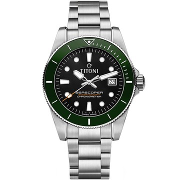TITONI 海洋探索 SEASCOPER 300 天文台認證 陶瓷圈 潛水機械腕錶 錶 手錶 送禮 42mm / 83300S-GN-702