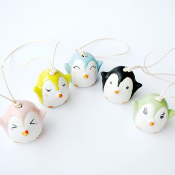 可愛卡通小企鵝風鈴掛飾女學生兒童禮物包包掛件陶瓷飾品