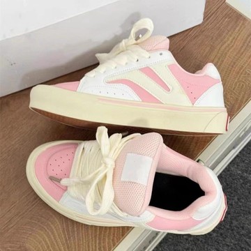 🔥台灣出貨🔥平底鞋美式複古厚底滑闆鞋女潮百搭輕便校園學生休閒運動鞋女鞋 板鞋女士女