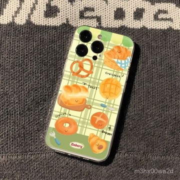 卡通格紋麵包錶情 防摔 適用蘋果iphone 78p xr i11 i12 13 14 15 16 pro max手機殼