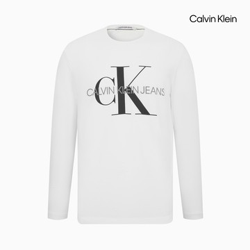 【Calvin Klein】 CK Monogram Logo 長袖上衣_白色