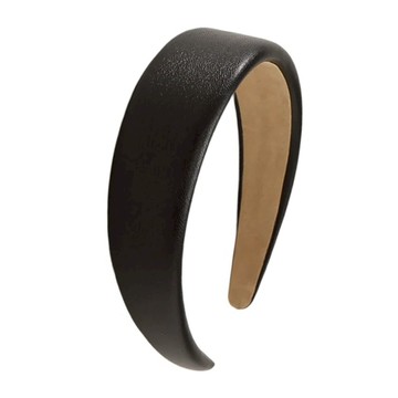 cofv 復古基本款素色皮革髮帶 黑色  黑色的  1個