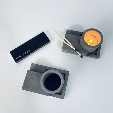 【火力全開-小】開運除障能量蠟燭 清水模燭台 草本蠟燭