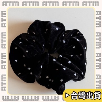 🔥臺灣出貨🔥可開發票✅輕飾時光黑色絲絨復古時尚印花大腸髮圈女高級感慵懶愛心頭繩秋冬方巾