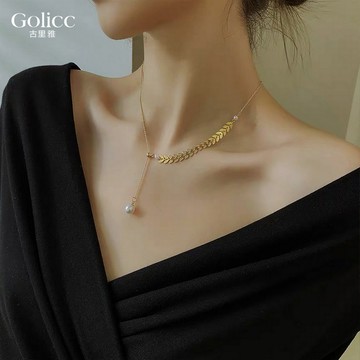 【Gulicc】項鍊 性感麥穗珍珠吊墬鎖骨項鍊