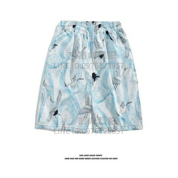 海邊沙灘褲夏威夷速干薄款花短褲男港風寬松居家休閒短褲情侶五分褲【倪醬小鋪】