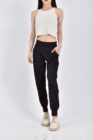 加購優惠(S) 高腰運動瑜珈束口黑色長褲