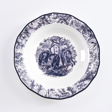 台灣 Vitamin M for Living 謎林奇遇 23公分 鈷藍 湯盤碗 象