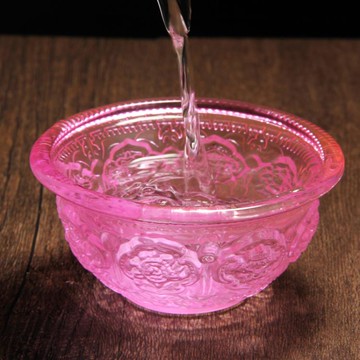 佛前琉璃供水杯八供杯佛堂七彩供水杯佛前觀音圣水杯財神供佛水杯