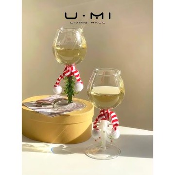 U MiLIVING·圣誕|酒具ins風氛圍感禮物創意圣誕樹高腳紅酒杯家用