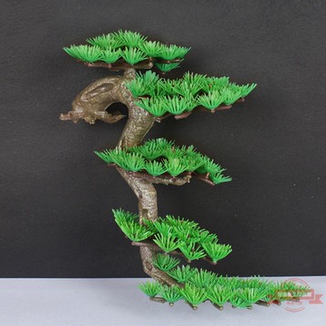 仿真松樹迎客松小型綠植酒店桌面擺設假山魚缸造景裝飾品小擺件