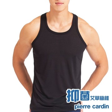 Pierre Cardin皮爾卡登 抑菌低敏感艾草透氣速乾背心-單件(黑)