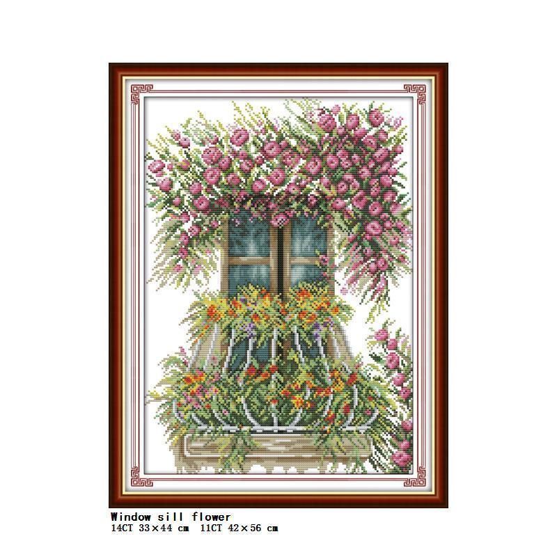 Joy sunday-花柄の風景キット,チュール,花柄,14ct11kカウント,針,刺embroidery,縫製