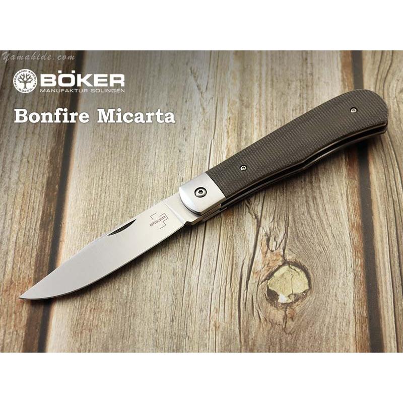 ボーカー プラス ボンファイア マイカルタ ライナーロック 折り畳みナイフ BOKER Bonfire Micarta Folding Knife 01BO182