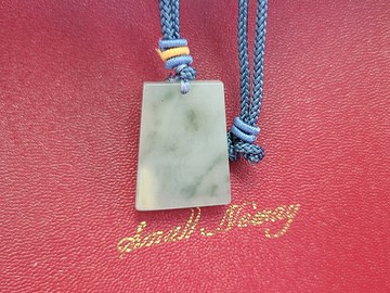 【親翠】天然翡翠 冰葡萄肉飄花原石無事牌調整式繩鏈 特殊色