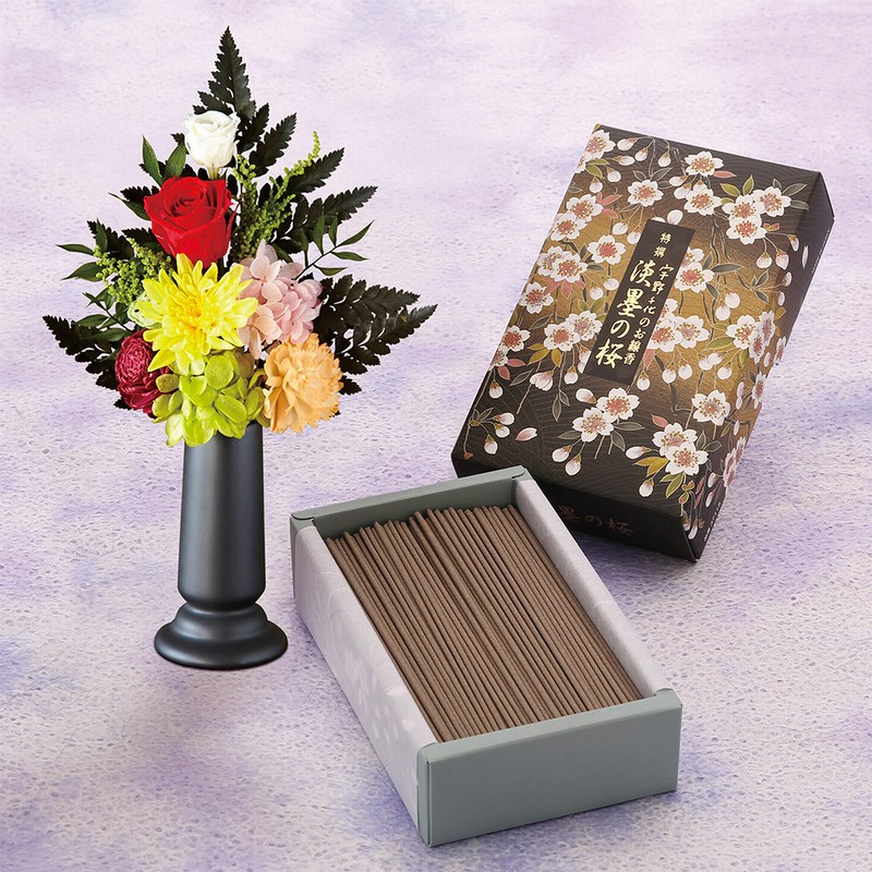 Hibiya Kadan 日比谷花壇 プリザーブド仏花 永寿 花器付 線香 淡墨の桜 通販 Lineポイント最大2 0 Get Lineショッピング