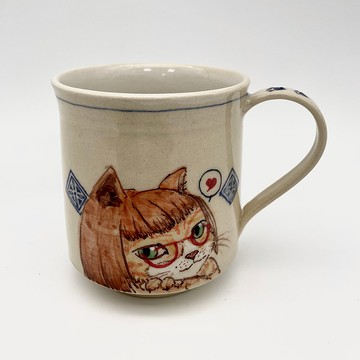 【陶佐陶 TAOZOTAO】貓咪馬克杯-透明釉(眼鏡貓女&口紅)