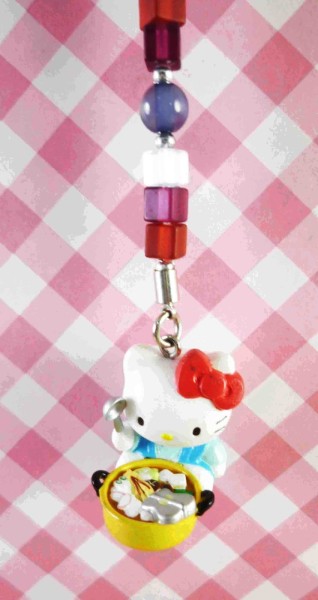 Hello Kitty 凱蒂貓~限定版手機吊飾-煮飯(串珠)