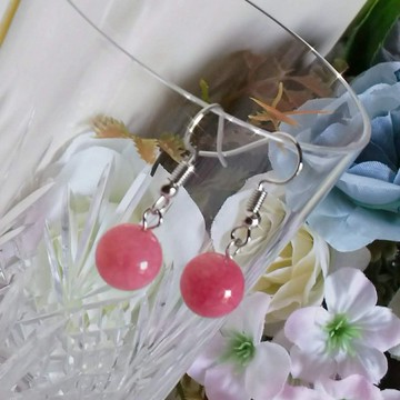 『七月誕生石』印加薔薇石天然石耳環