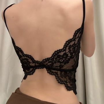 性感蕾絲拼接美背彈力打底衫女高級感辣妹小眾純欲風露背吊帶背心