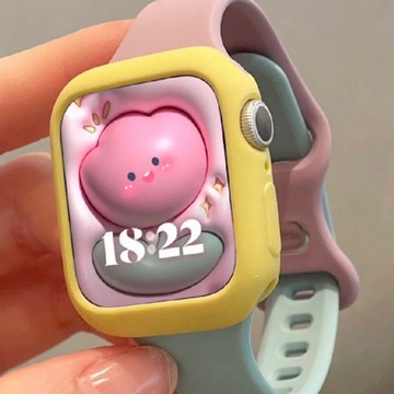 小蠻腰穿扣雙色手錶帶+錶殼  適用於Apple Watch 8 7 6 5 SE拼色錶帶41mm 45mm防水錶帶 柔軟