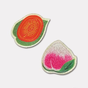 紅龜粿壽桃雙用刺繡布貼/台灣伴手禮/台灣特色禮