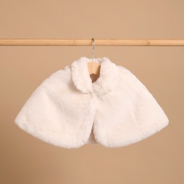 澳洲Purebaby有機棉 毛絨保暖斗篷/披風外套 純白