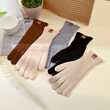 YABY韓版女針織掀指加長手套-顏色隨機出貨