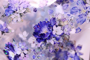 瀾嶼   復古藍紫花卉和紙PET貝殼光切模手帳咕卡膠帶