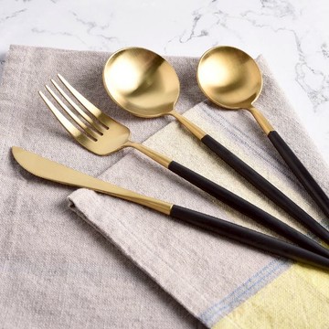 Homely Zakka 輕奢黑潮不鏽鋼餐具4件組