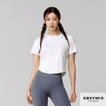 XEXYMIX 柔棉 彈力 圓弧下襬短版短袖上衣 XTFST05J3 共6色 跑步 瑜珈 健身 運動上衣 ST05J3