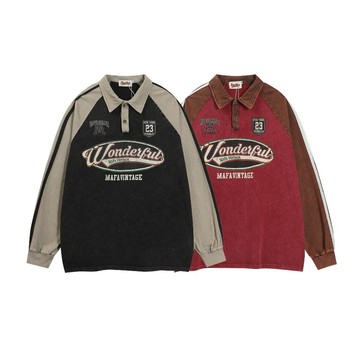 【OTIS】 【現貨速出】復古美式撞色 POLO 長袖 翻領 RETRO 寬鬆 OVERSIZE 街頭