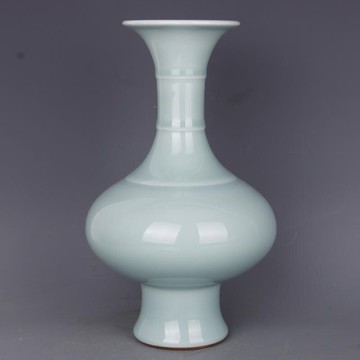 清乾隆豆青釉竹節賞瓶仿古老貨瓷器家居中式客廳擺件古董古玩收藏1入