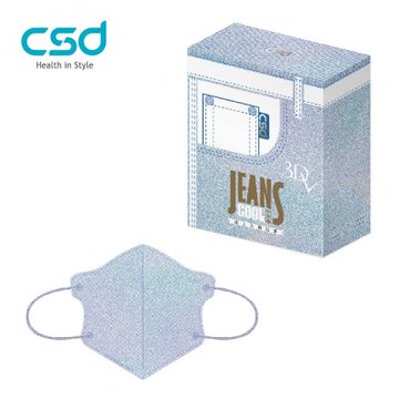 【CSD】中衛醫療口罩 成人立體3Dv 牛仔COOL刷淡牛仔(30片/盒)