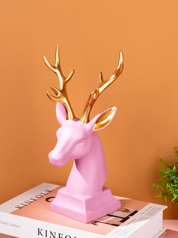 鹿頭擺件裝飾招財北歐美式歐式新中式家居客廳酒柜創意辦公室擺件