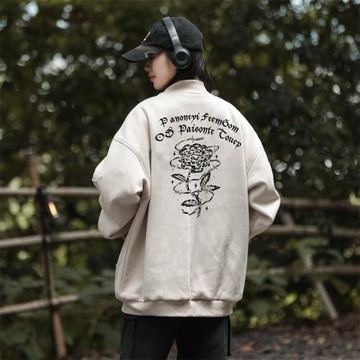 美式復古vintage棒球服男春秋2024新款麂皮絨外套飛行員夾克上衣