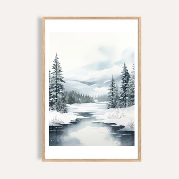 靜雪之湖 Silent Snowy Lake / 冬日雪景掛畫 海報 無框畫