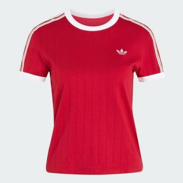Adidas 愛迪達 Pstripe Ss Tee KS9993 女 T恤 運動上衣 休閒短袖 純棉 紅