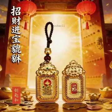 有貨在臺🚀99免運🚀普陀山祝福招財進寶抱錢貔貅汽車鑰匙扣男女通用汽車用品
