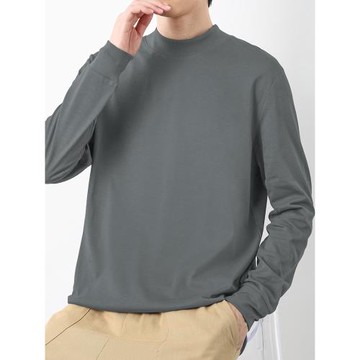 重磅純棉長袖男t恤半高領全棉內搭打底衫加絨加厚中領秋衣服小衫