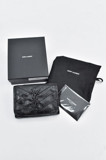 saint laurent 黑色 ysl niki三折短夾錢包